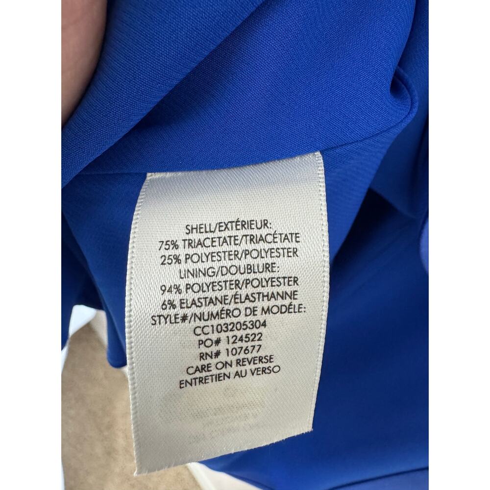 Alice + Olivia Cobalt Blue Satin Midi Skirt Size 2 Designer Wrap Slit - Picture 4 of 6